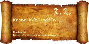 Krohn Kálmán névjegykártya