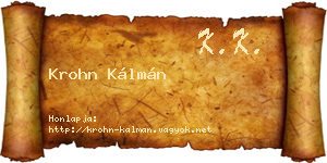 Krohn Kálmán névjegykártya